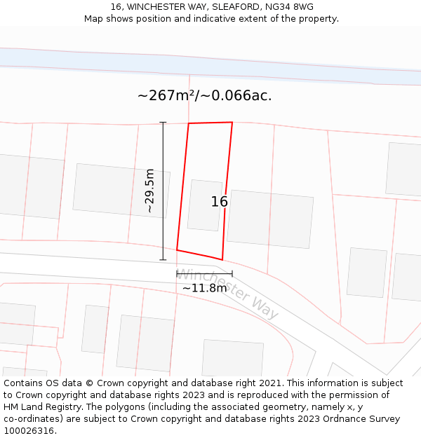 16, WINCHESTER WAY, SLEAFORD, NG34 8WG: Plot and title map