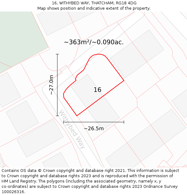 16, WITHYBED WAY, THATCHAM, RG18 4DG: Plot and title map