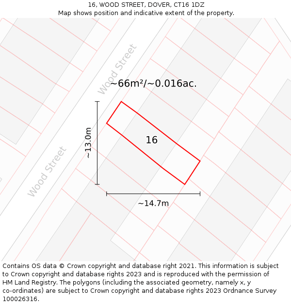 16, WOOD STREET, DOVER, CT16 1DZ: Plot and title map