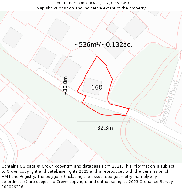 160, BERESFORD ROAD, ELY, CB6 3WD: Plot and title map