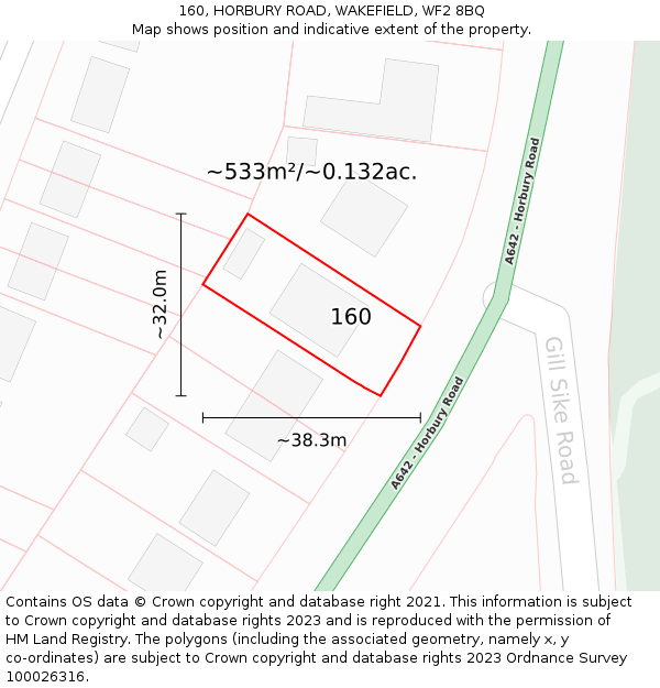 160, HORBURY ROAD, WAKEFIELD, WF2 8BQ: Plot and title map