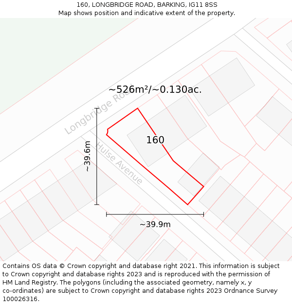 160, LONGBRIDGE ROAD, BARKING, IG11 8SS: Plot and title map