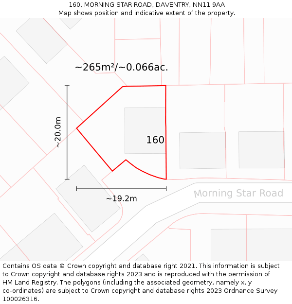 160, MORNING STAR ROAD, DAVENTRY, NN11 9AA: Plot and title map