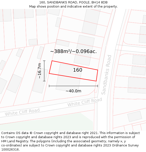 160, SANDBANKS ROAD, POOLE, BH14 8DB: Plot and title map