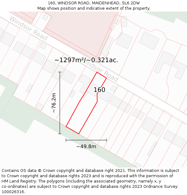 160, WINDSOR ROAD, MAIDENHEAD, SL6 2DW: Plot and title map