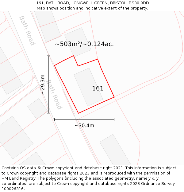 161, BATH ROAD, LONGWELL GREEN, BRISTOL, BS30 9DD: Plot and title map