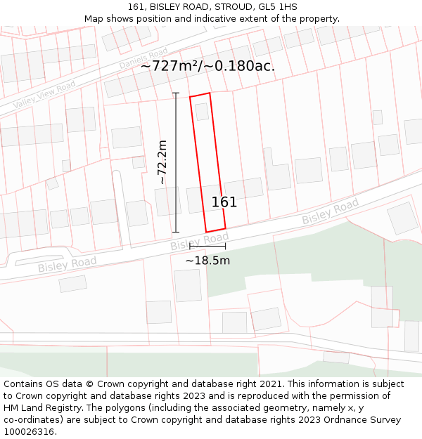 161, BISLEY ROAD, STROUD, GL5 1HS: Plot and title map