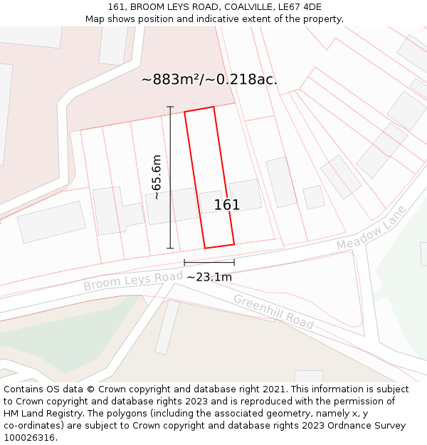161, BROOM LEYS ROAD, COALVILLE, LE67 4DE: Plot and title map