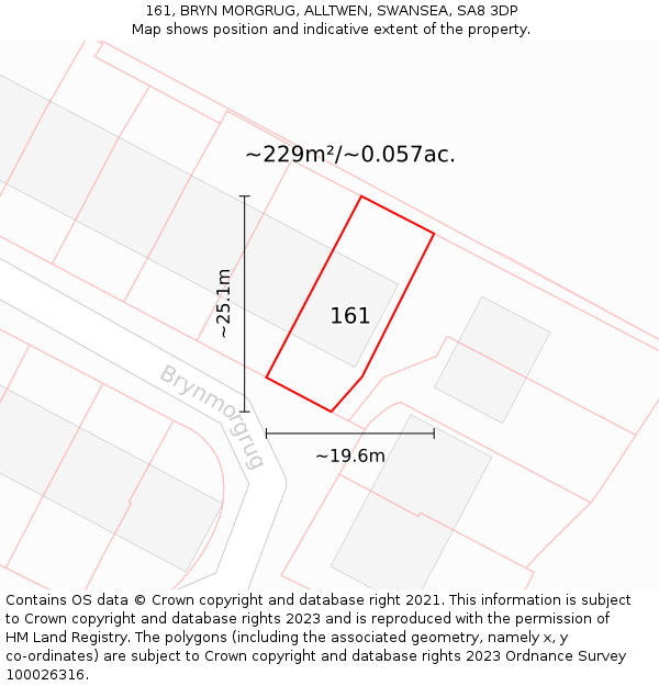 161, BRYN MORGRUG, ALLTWEN, SWANSEA, SA8 3DP: Plot and title map