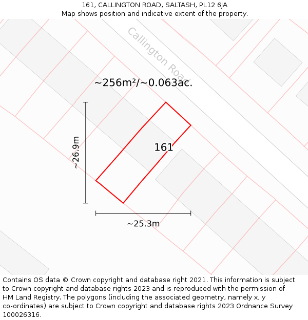 161, CALLINGTON ROAD, SALTASH, PL12 6JA: Plot and title map