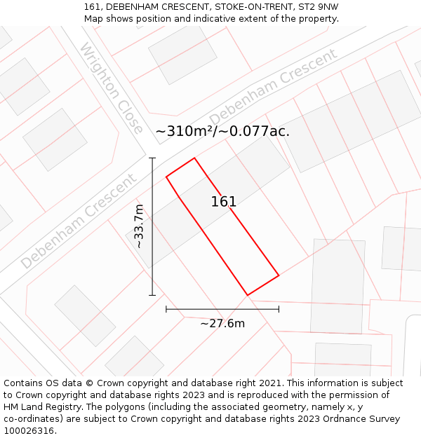 161, DEBENHAM CRESCENT, STOKE-ON-TRENT, ST2 9NW: Plot and title map