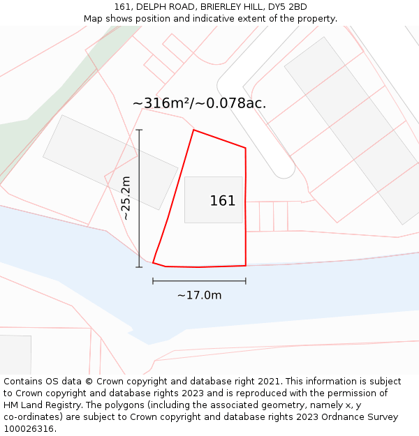 161, DELPH ROAD, BRIERLEY HILL, DY5 2BD: Plot and title map