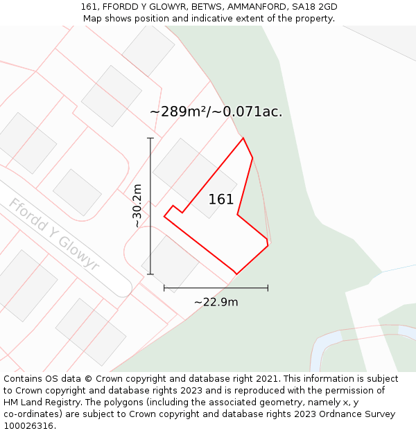 161, FFORDD Y GLOWYR, BETWS, AMMANFORD, SA18 2GD: Plot and title map