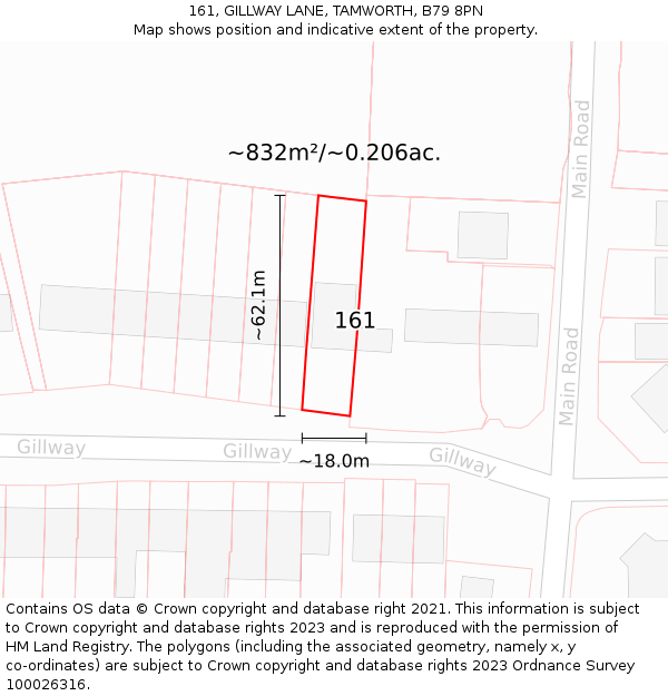 161, GILLWAY LANE, TAMWORTH, B79 8PN: Plot and title map