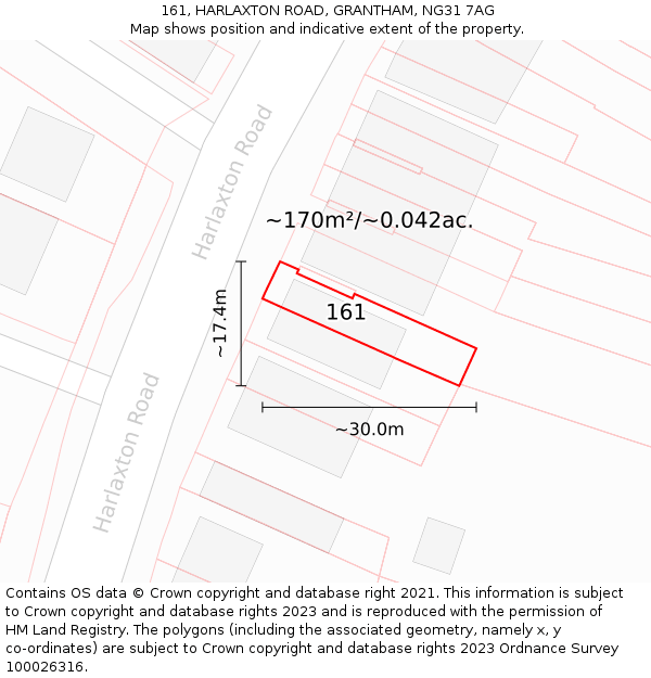 161, HARLAXTON ROAD, GRANTHAM, NG31 7AG: Plot and title map