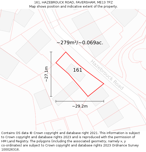 161, HAZEBROUCK ROAD, FAVERSHAM, ME13 7PZ: Plot and title map