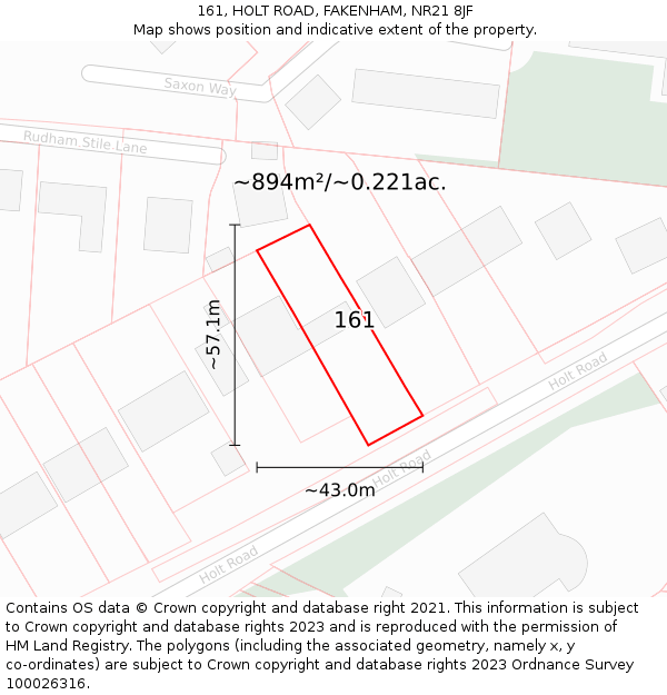 161, HOLT ROAD, FAKENHAM, NR21 8JF: Plot and title map