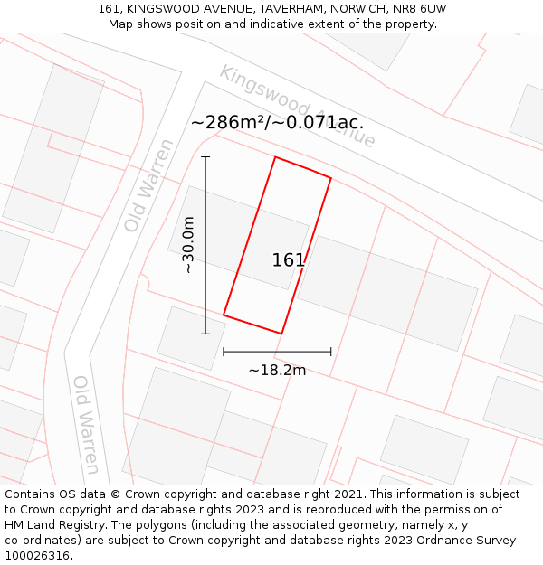 161, KINGSWOOD AVENUE, TAVERHAM, NORWICH, NR8 6UW: Plot and title map