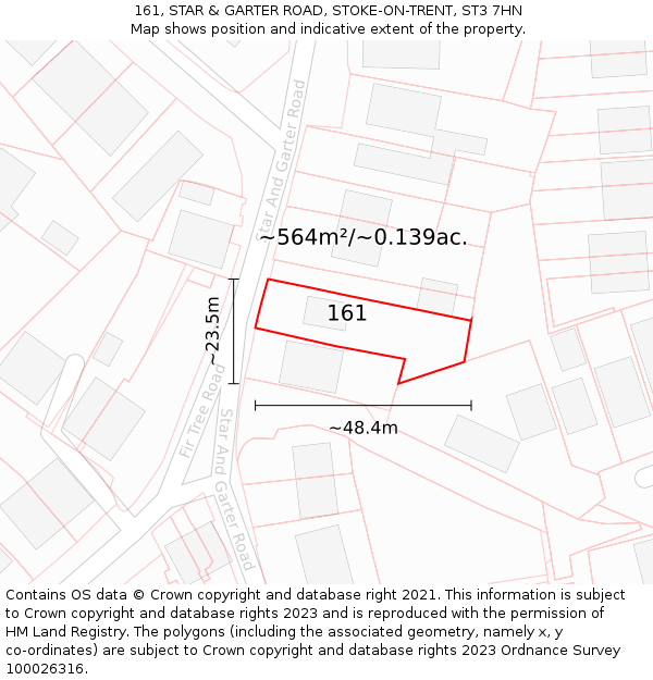 161, STAR & GARTER ROAD, STOKE-ON-TRENT, ST3 7HN: Plot and title map