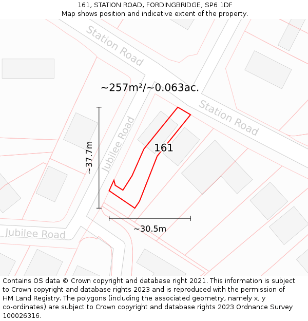161, STATION ROAD, FORDINGBRIDGE, SP6 1DF: Plot and title map