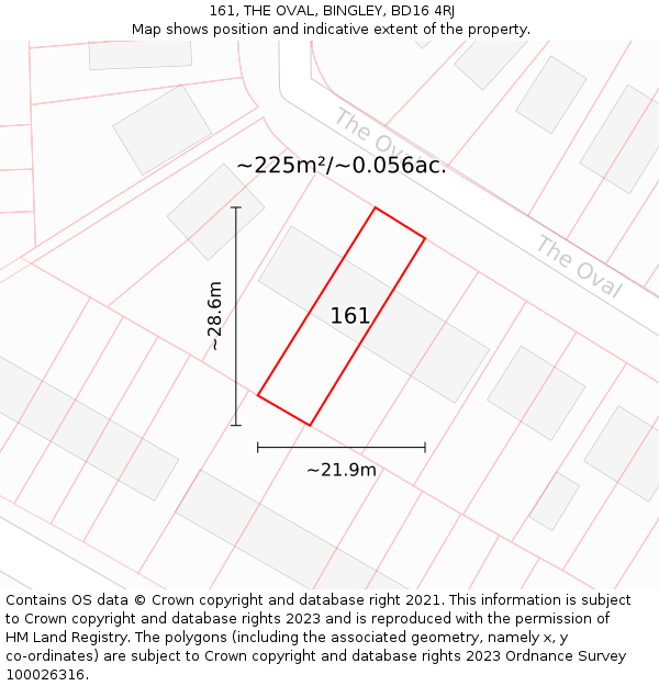 161, THE OVAL, BINGLEY, BD16 4RJ: Plot and title map