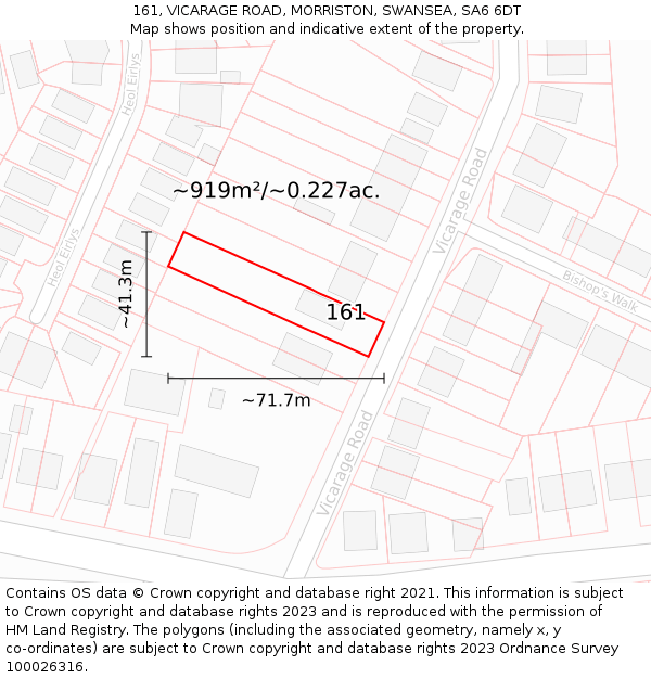 161, VICARAGE ROAD, MORRISTON, SWANSEA, SA6 6DT: Plot and title map