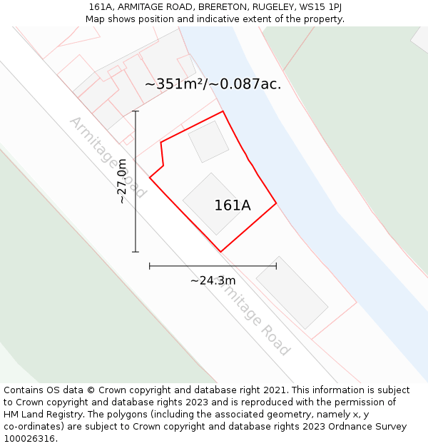 161A, ARMITAGE ROAD, BRERETON, RUGELEY, WS15 1PJ: Plot and title map