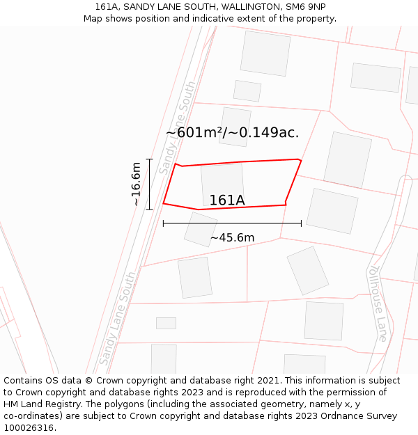 161A, SANDY LANE SOUTH, WALLINGTON, SM6 9NP: Plot and title map