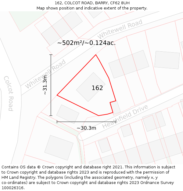 162, COLCOT ROAD, BARRY, CF62 8UH: Plot and title map