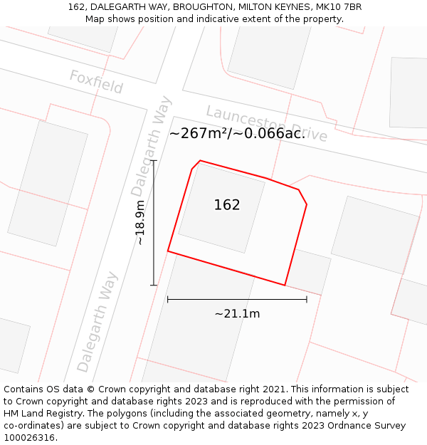 162, DALEGARTH WAY, BROUGHTON, MILTON KEYNES, MK10 7BR: Plot and title map