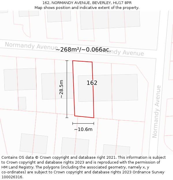 162, NORMANDY AVENUE, BEVERLEY, HU17 8PR: Plot and title map