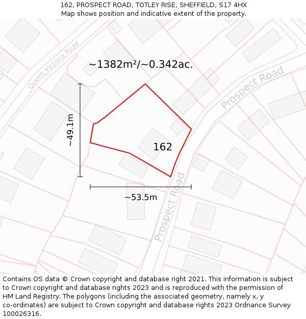 162, PROSPECT ROAD, TOTLEY RISE, SHEFFIELD, S17 4HX: Plot and title map