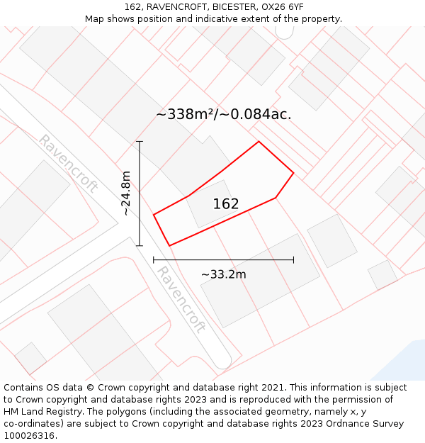 162, RAVENCROFT, BICESTER, OX26 6YF: Plot and title map