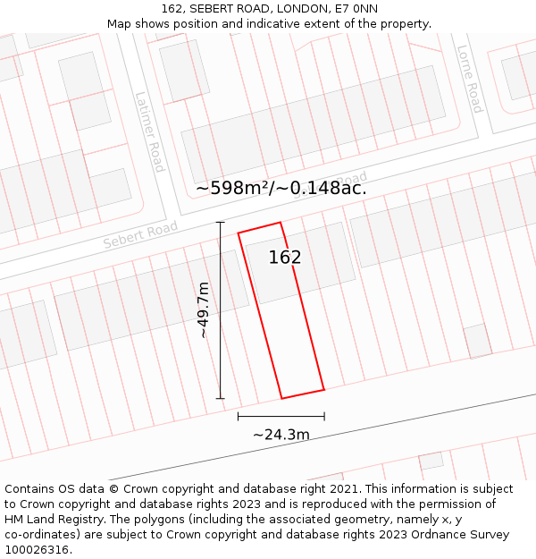 162, SEBERT ROAD, LONDON, E7 0NN: Plot and title map