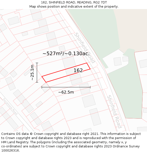 162, SHINFIELD ROAD, READING, RG2 7DT: Plot and title map