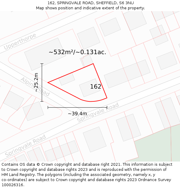 162, SPRINGVALE ROAD, SHEFFIELD, S6 3NU: Plot and title map