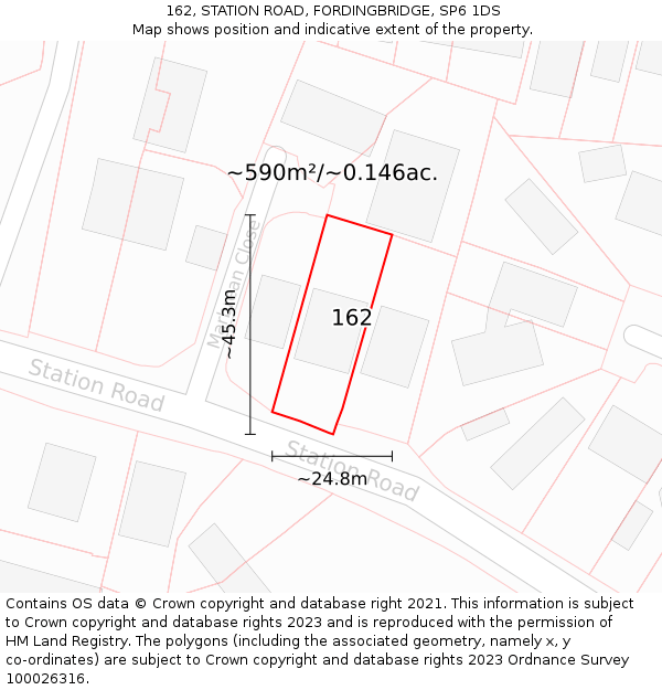 162, STATION ROAD, FORDINGBRIDGE, SP6 1DS: Plot and title map