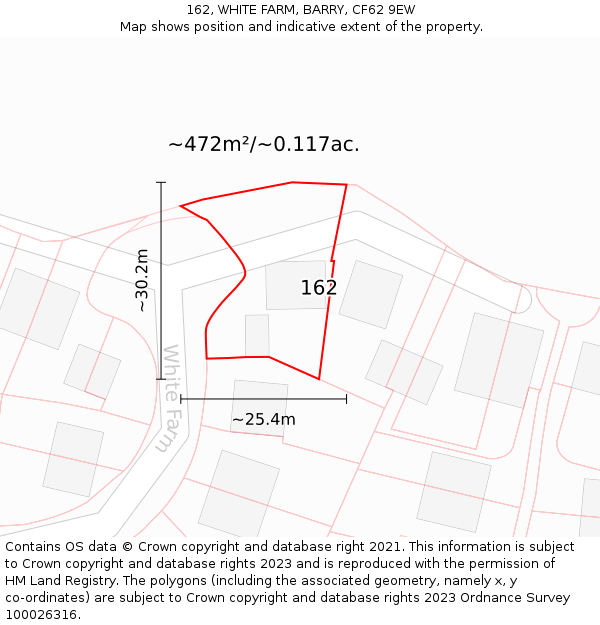 162, WHITE FARM, BARRY, CF62 9EW: Plot and title map