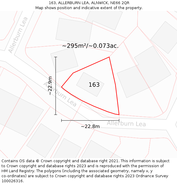 163, ALLERBURN LEA, ALNWICK, NE66 2QR: Plot and title map