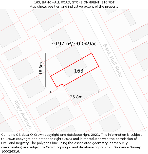 163, BANK HALL ROAD, STOKE-ON-TRENT, ST6 7DT: Plot and title map