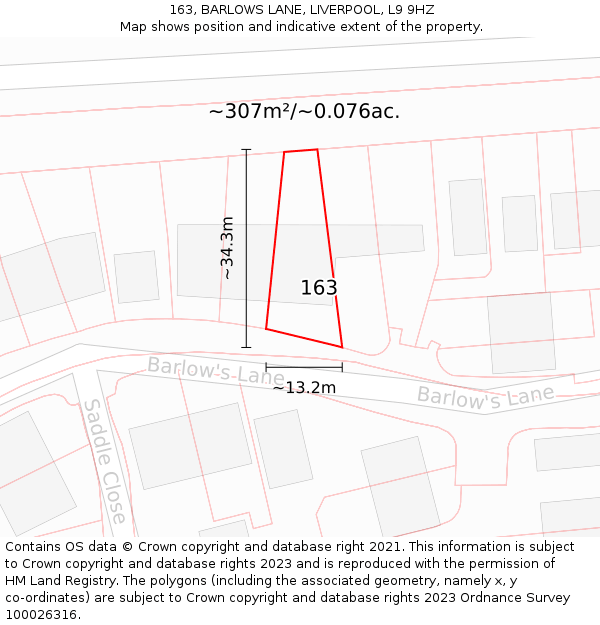 163, BARLOWS LANE, LIVERPOOL, L9 9HZ: Plot and title map