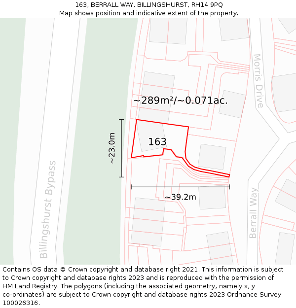 163, BERRALL WAY, BILLINGSHURST, RH14 9PQ: Plot and title map