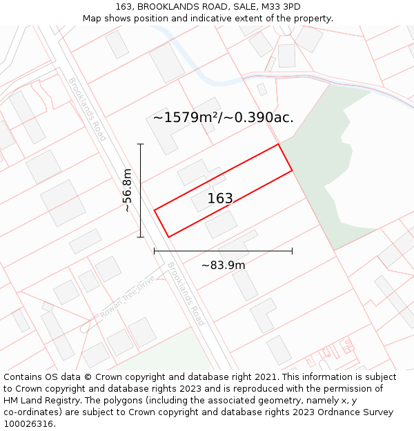 163, BROOKLANDS ROAD, SALE, M33 3PD: Plot and title map