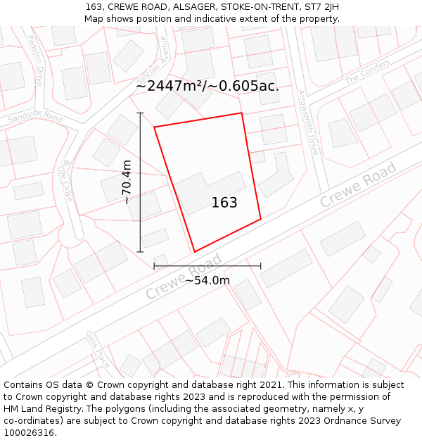 163, CREWE ROAD, ALSAGER, STOKE-ON-TRENT, ST7 2JH: Plot and title map