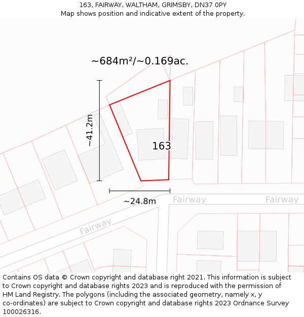 163, FAIRWAY, WALTHAM, GRIMSBY, DN37 0PY: Plot and title map