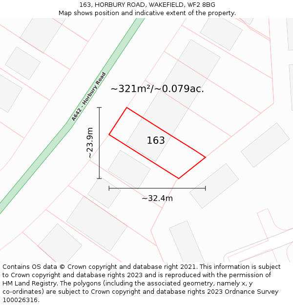 163, HORBURY ROAD, WAKEFIELD, WF2 8BG: Plot and title map