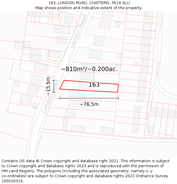 163, LONDON ROAD, CHATTERIS, PE16 6LU: Plot and title map