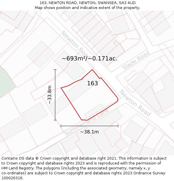 163, NEWTON ROAD, NEWTON, SWANSEA, SA3 4UD: Plot and title map