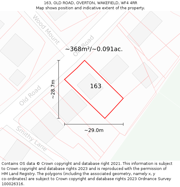 163, OLD ROAD, OVERTON, WAKEFIELD, WF4 4RR: Plot and title map