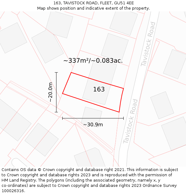 163, TAVISTOCK ROAD, FLEET, GU51 4EE: Plot and title map